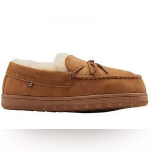 New! LAMO FOOTWEAR DOUBLEFACE MOCCASIN SLIPPERS IN CHESTNUT size 8